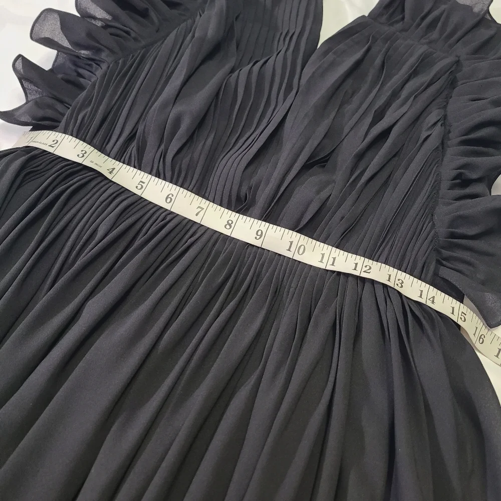 Lola by‎ Suman B Black Ruffled Draped Jumpsuit Size Med